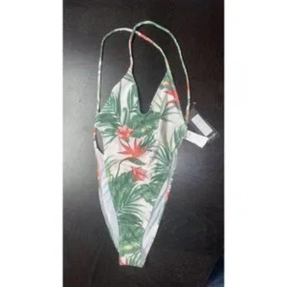 NWT Nasty Gal Just Sayin' High Palm Tree One-Piece Swim Suit - Picture 2 of 4